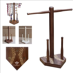 Wooden Baseball or Softball Sports Championship Ring Display Holder